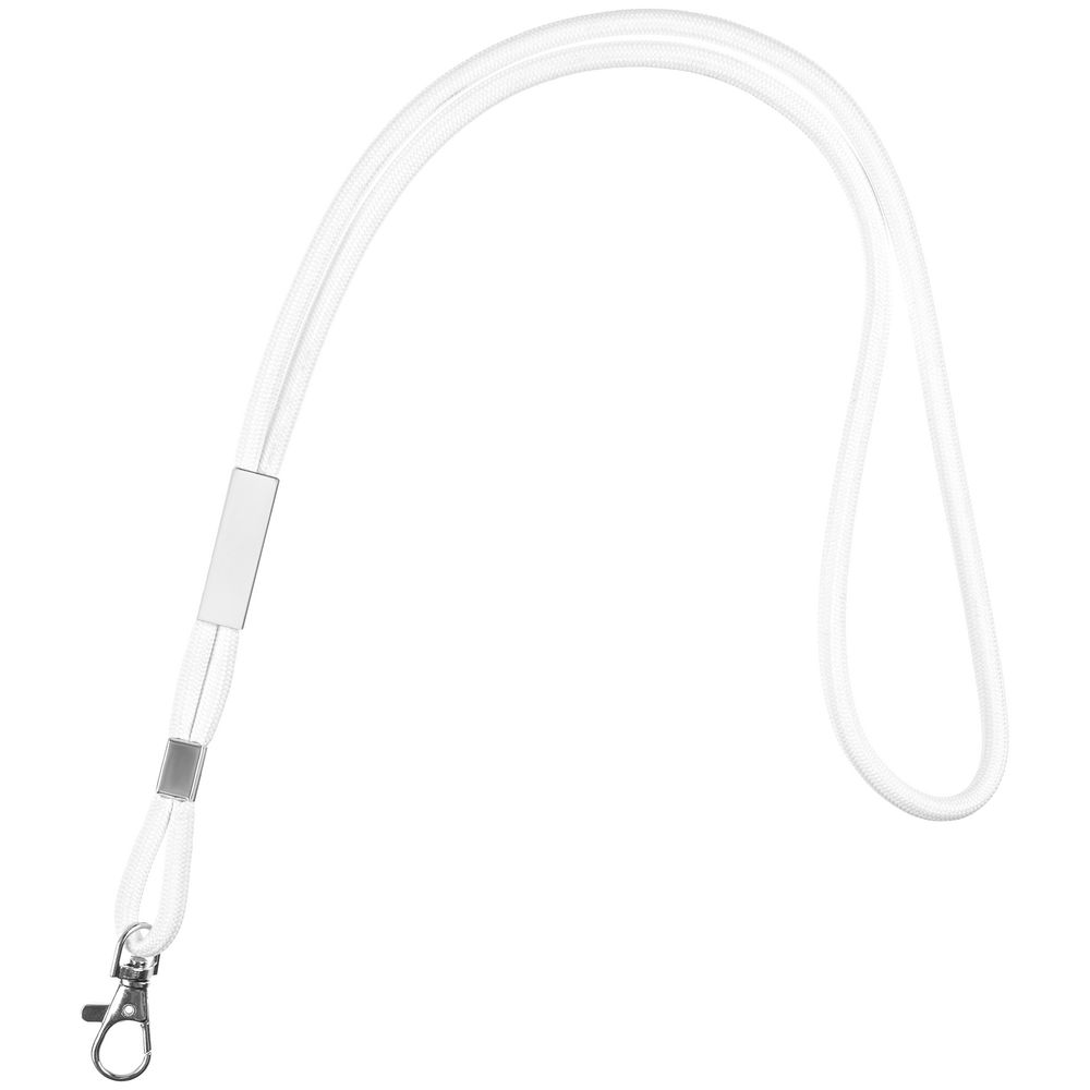 Шнурок для бейджа Tube Metal, белый с логотипом