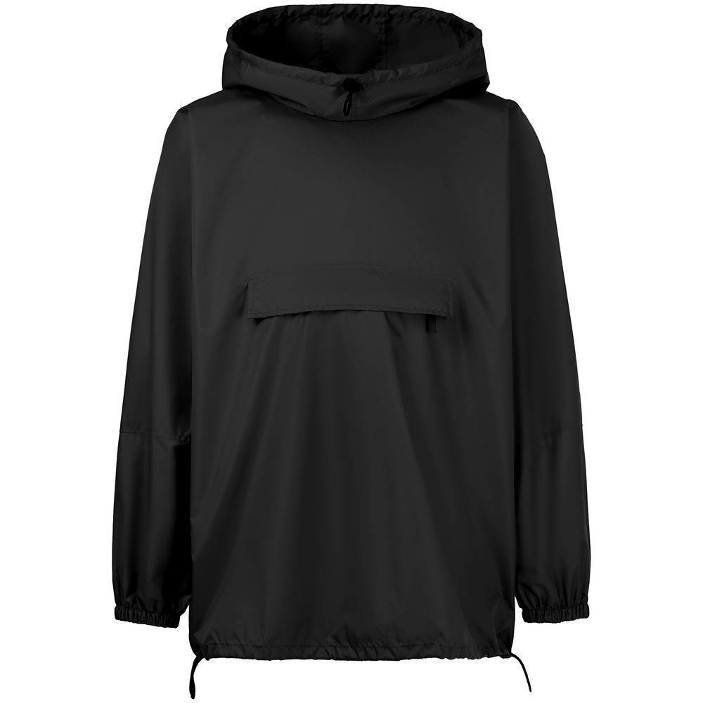 Дождевик-анорак Hard Work, укороченный, черный, единый размер с логотипом