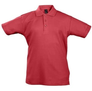 Рубашка поло детская Summer II Kids 170, красная с логотипом