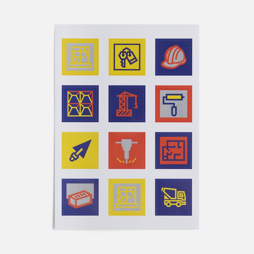 Стикерпак бумажный Industry, строительство с логотипом