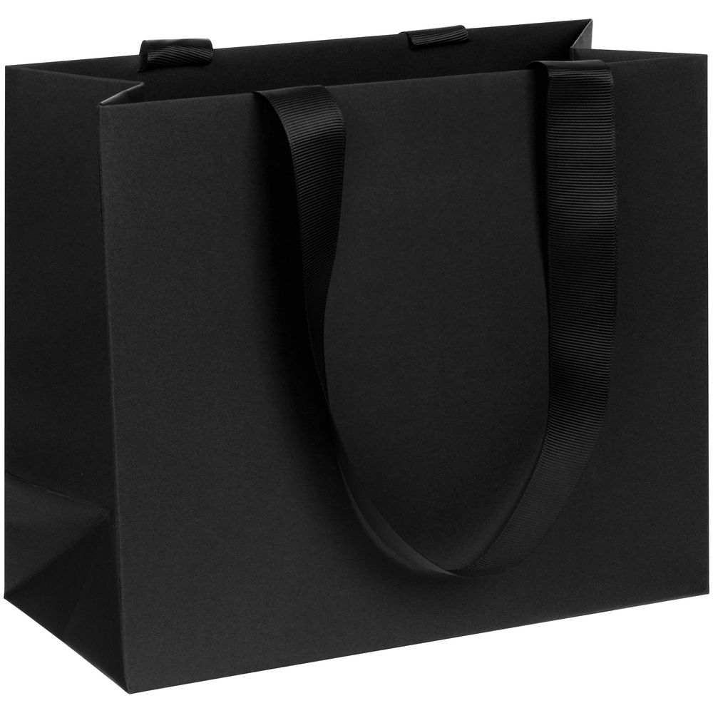 Пакет бумажный Manilla S, черный с логотипом