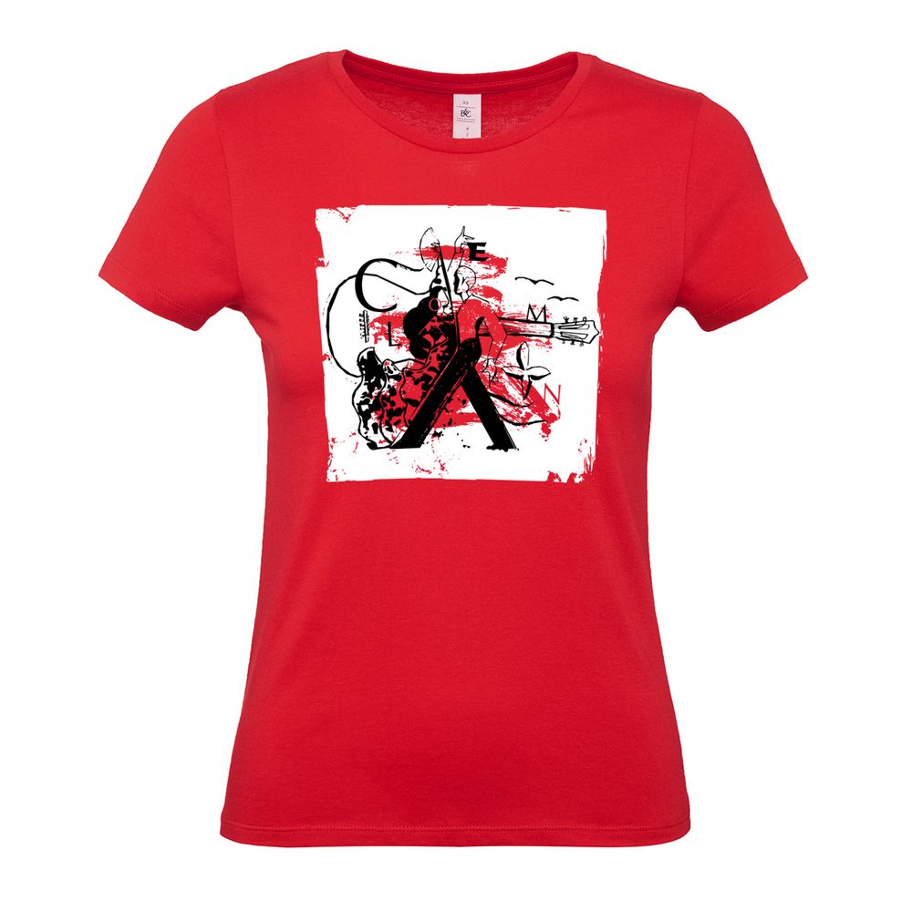 Футболка женская Carmen and Carwoman, красная с логотипом