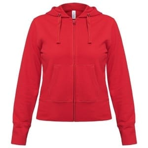 Толстовка женская Hooded Full Zip красная с логотипом