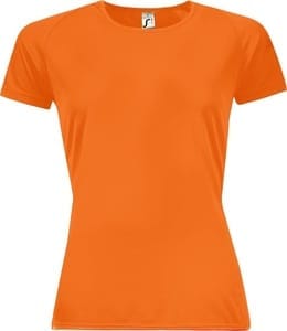 Футболка женская Sporty Women 140, оранжевый неон с логотипом