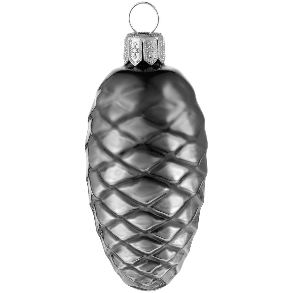 Елочная игрушка «Шишка», серая (графит) с логотипом