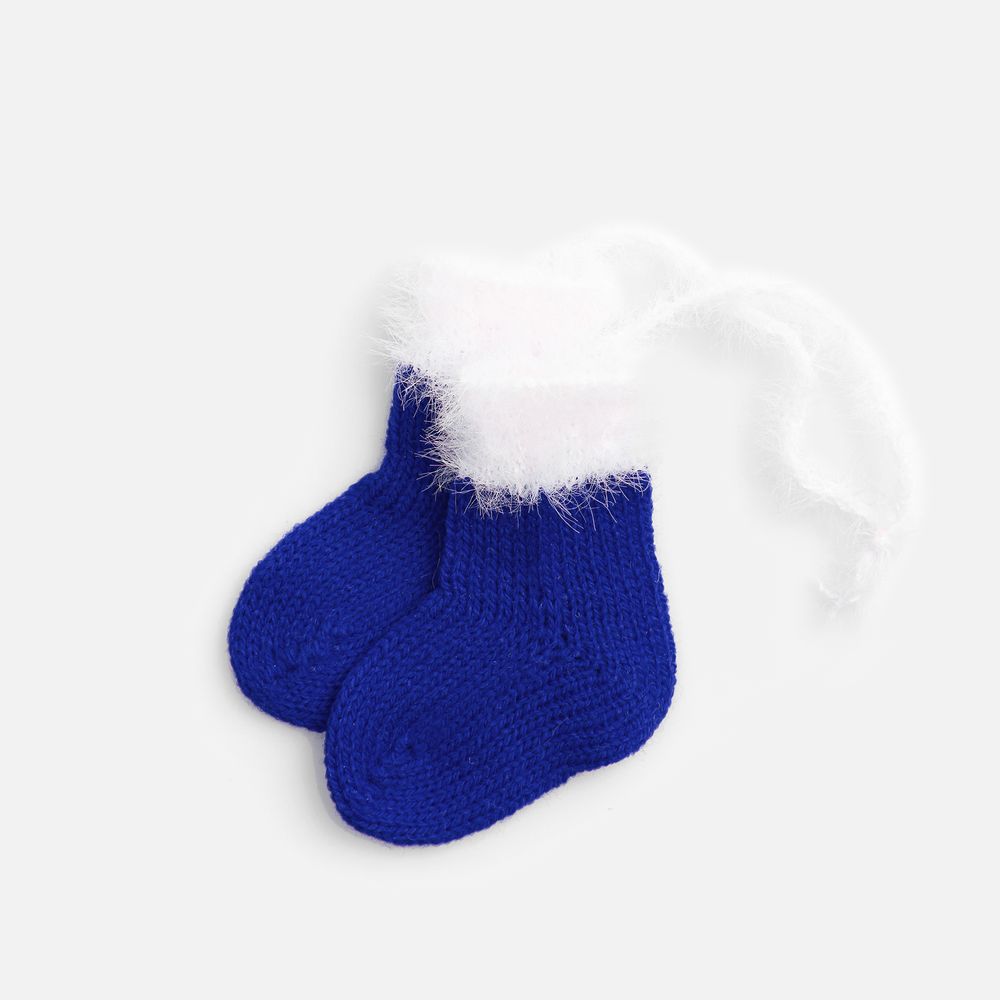 Подвеска на елку «Вьюжка», носочки, синяя с логотипом