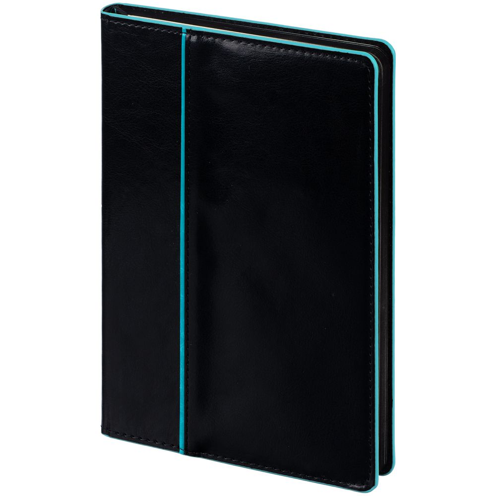 Ежедневник Alanis, недатированный, черный с голубым с логотипом