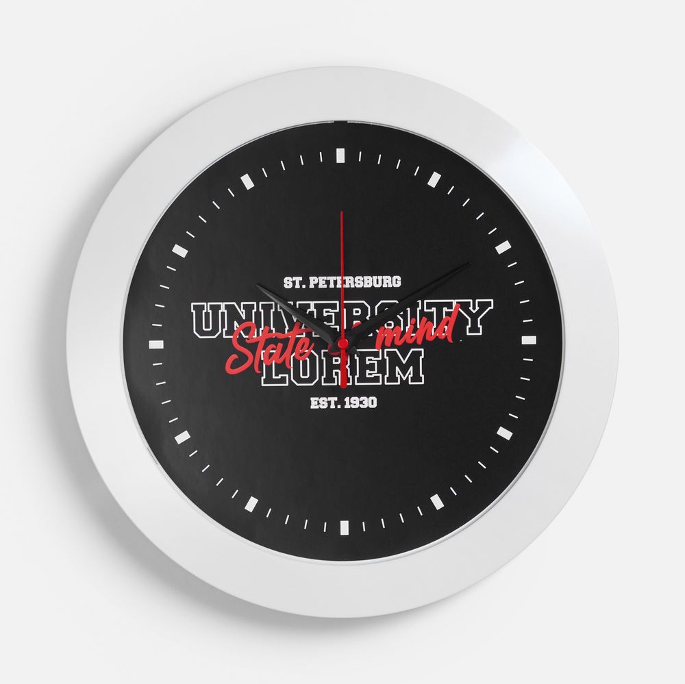 Часы настенные Vivid Large, белые с логотипом