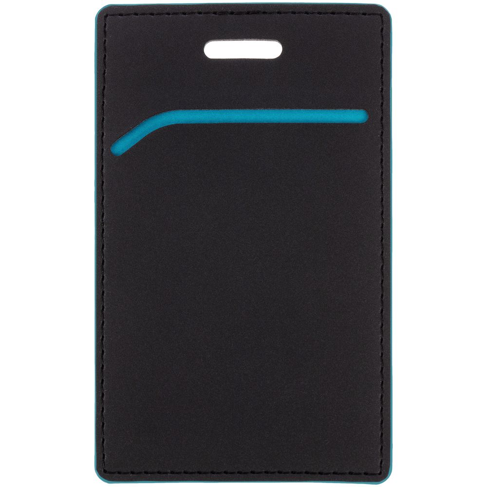 Чехол для пропуска Multimo, черный с бирюзовым с логотипом