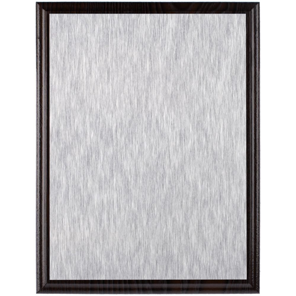 Плакетка Plaque, большая, венге с серебристой пластиной с логотипом