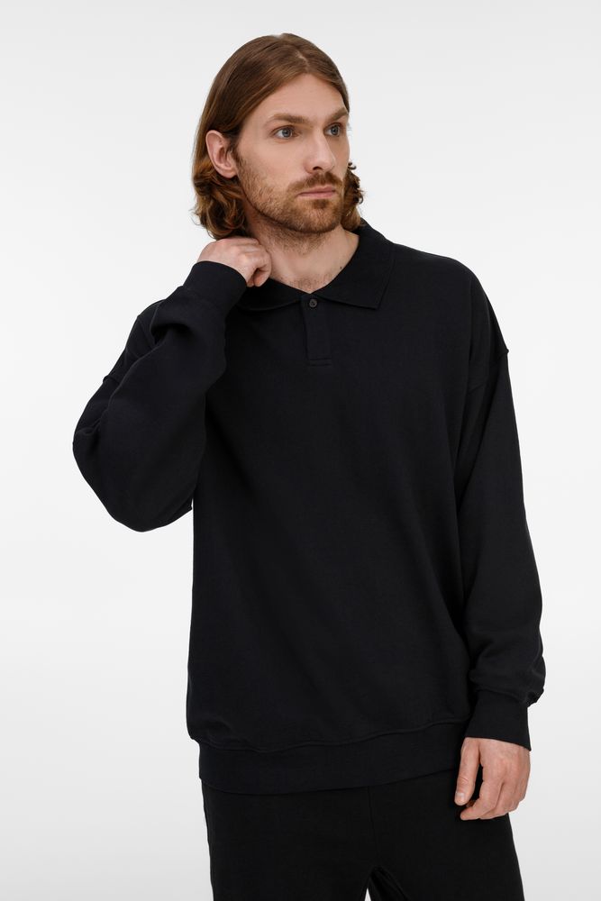 Свитшот оверсайз унисекс S6, черный с логотипом