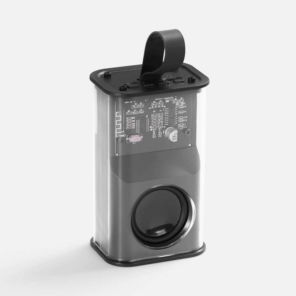 Bluetooth-колонка с подсветкой Groove, серая с логотипом