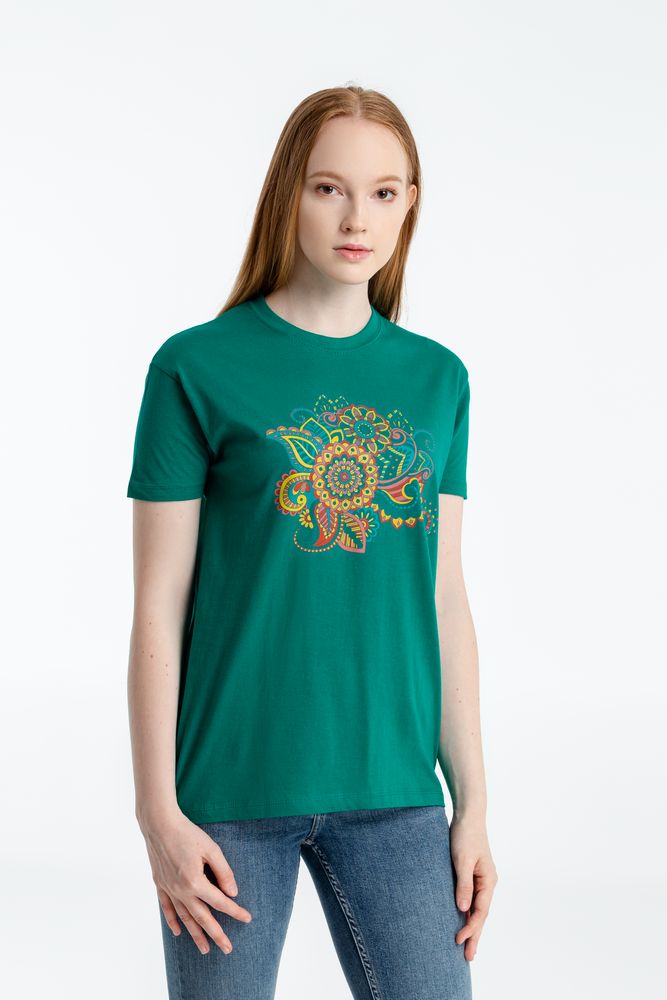 Футболка «Узор», зеленая с логотипом