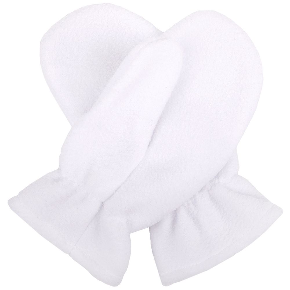 Варежки Fleecy, белые с логотипом