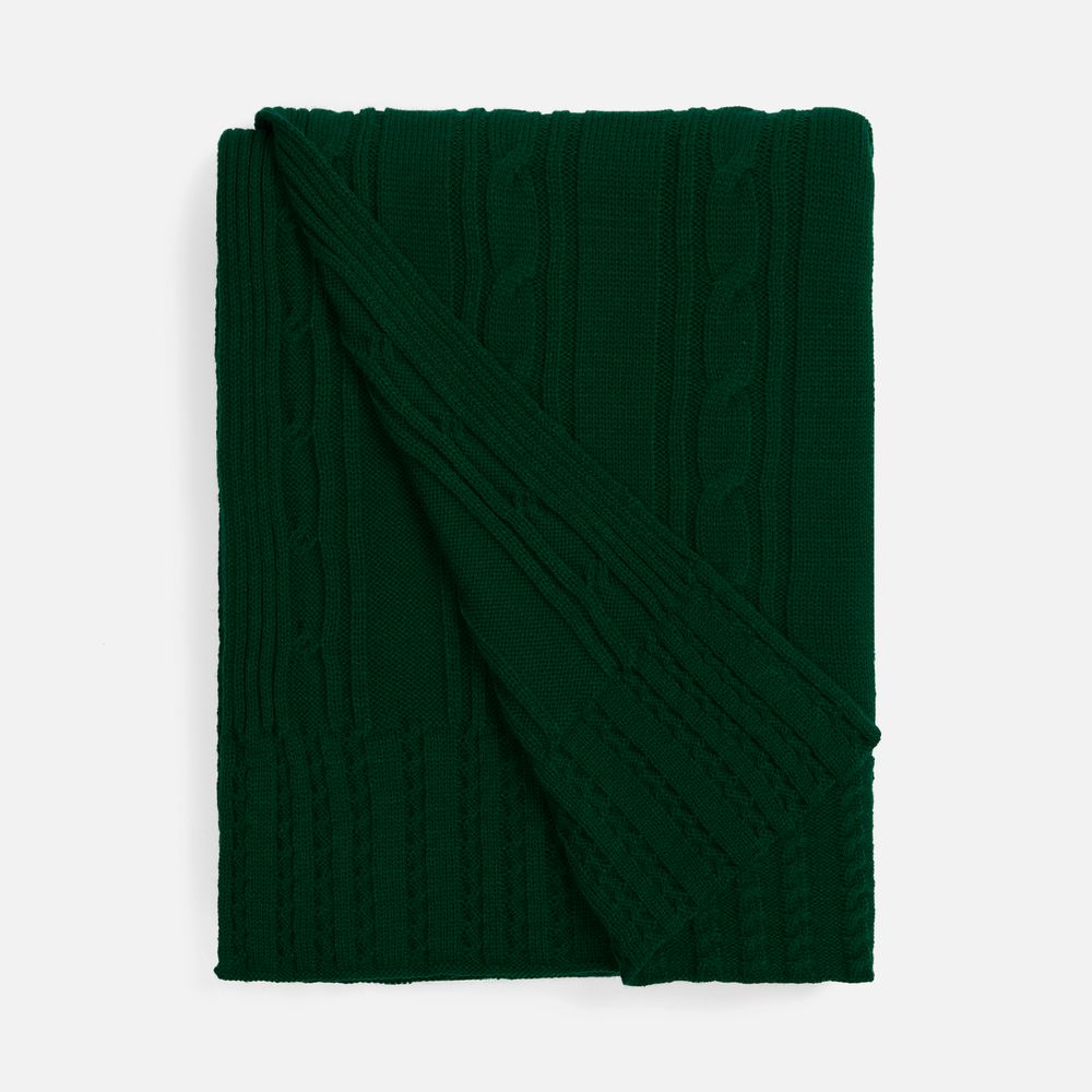 Плед Remitti, темно-зеленый (хвойный) с логотипом