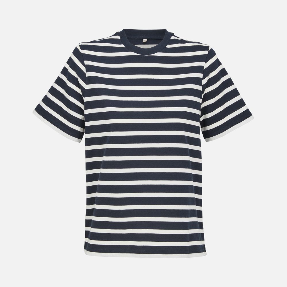 Футболка женская Legend Women, темно-синяя с молочно-белым с логотипом