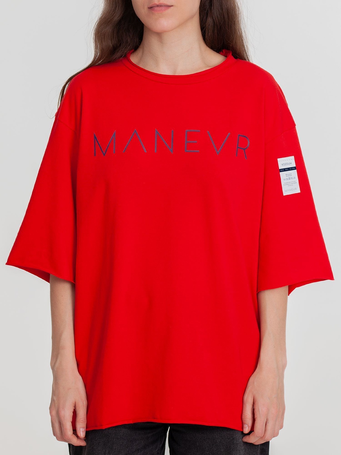 Футболка оверсайз Vozduh 2.0, красная с логотипом
