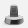 Bluetooth-колонка с беспроводной зарядкой и часами netEnergy, серая с логотипом