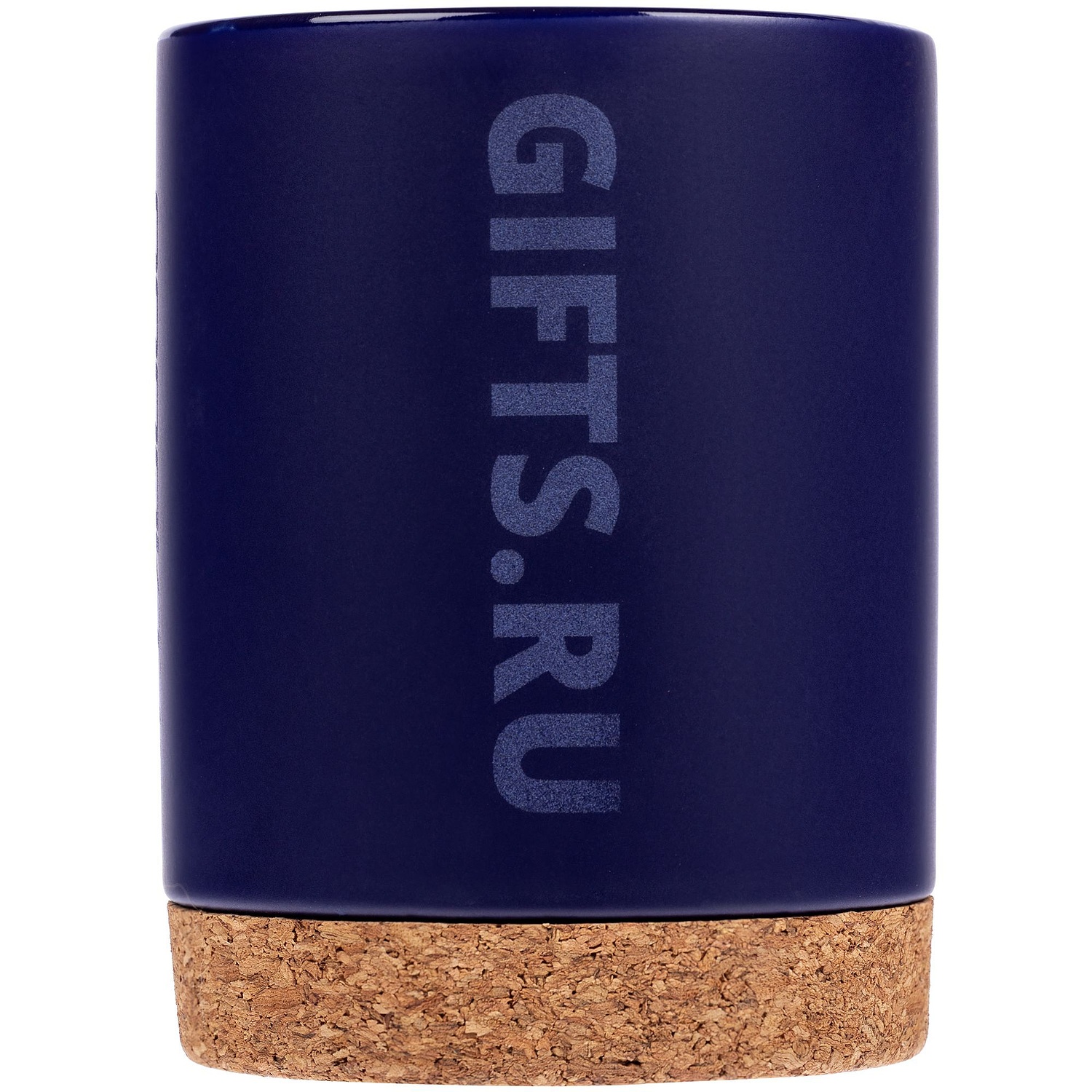 Кружка с пробковой подставкой Corky, синяя с логотипом