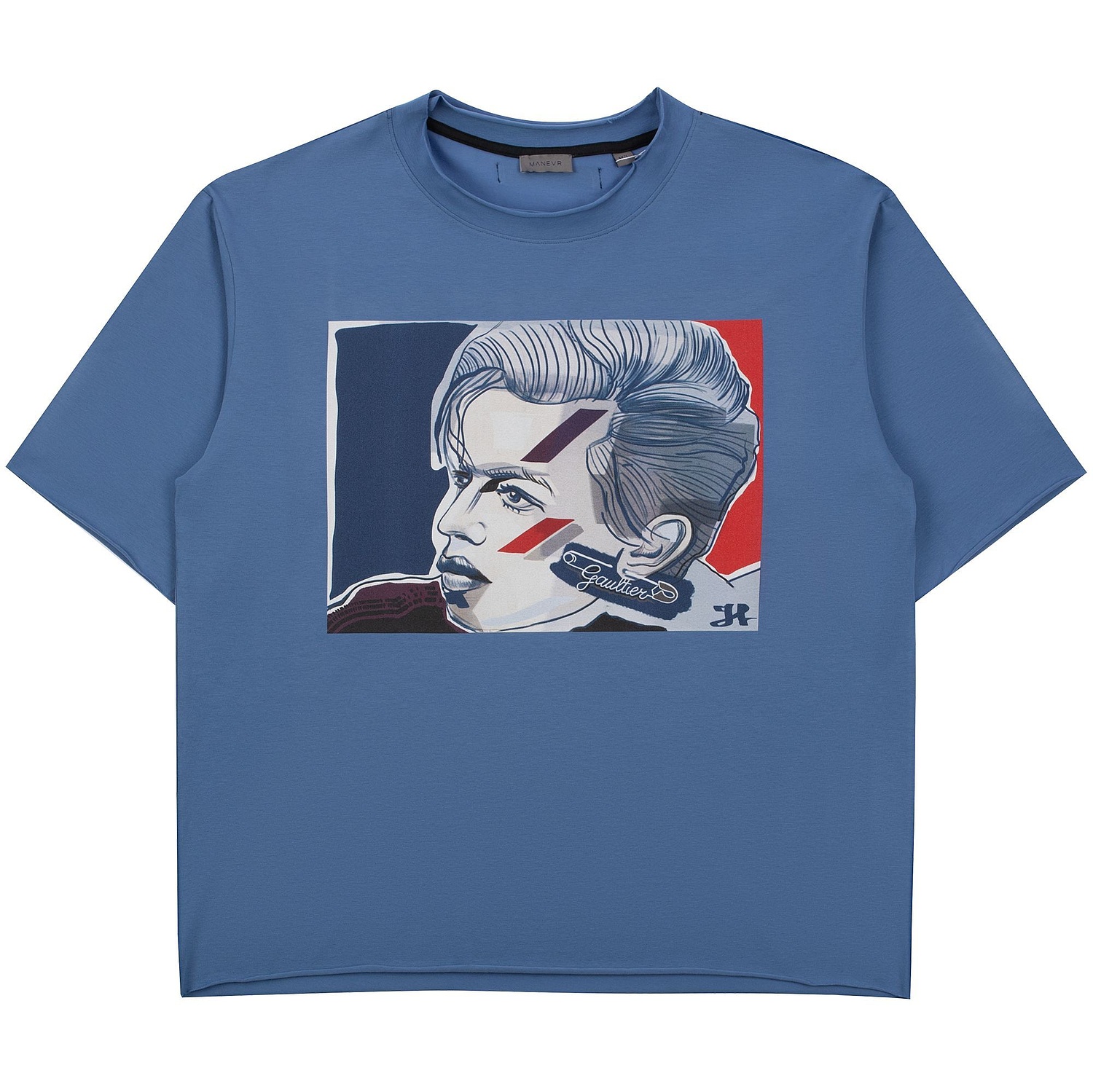 Футболка оверсайз Vozduh 2.0, синяя с логотипом