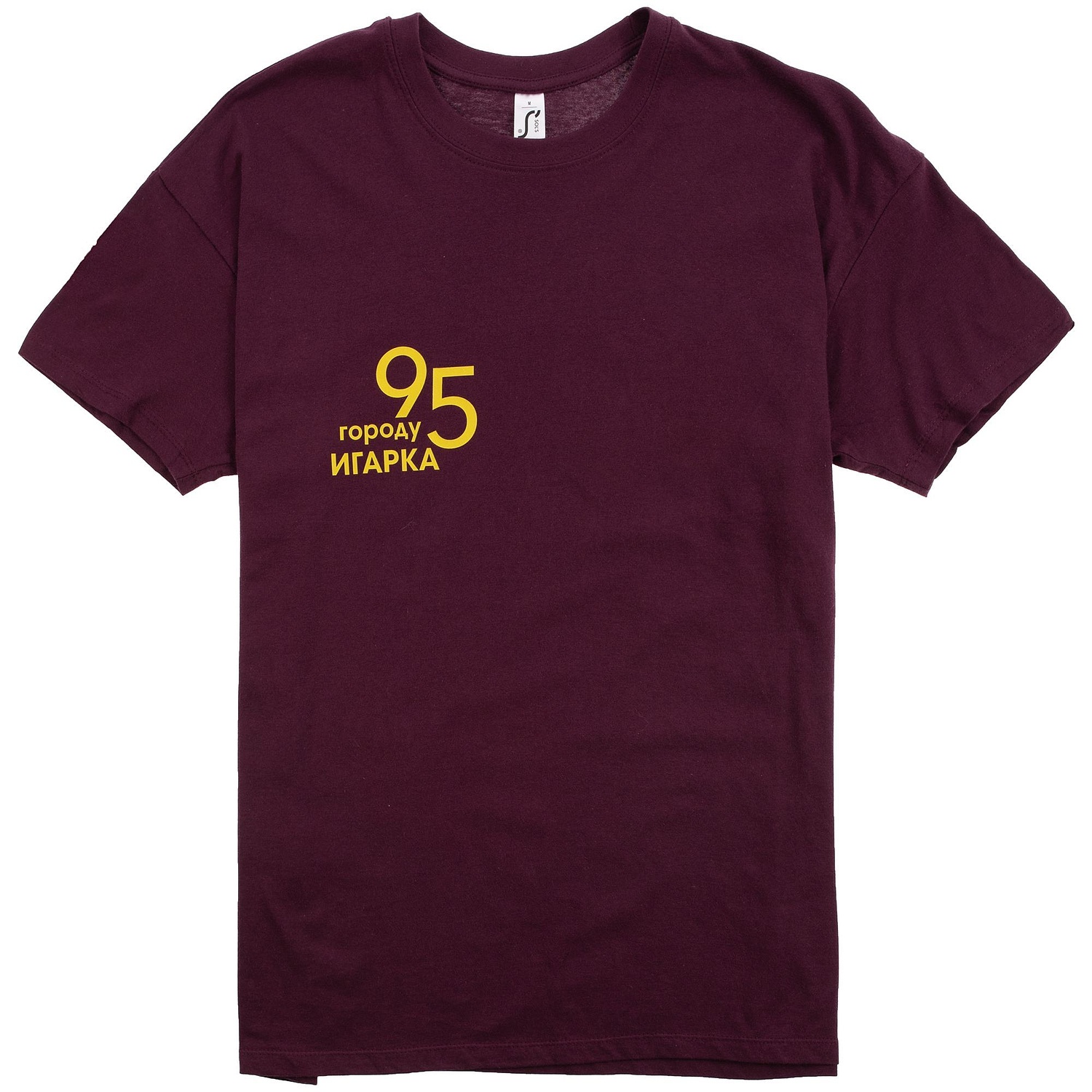 Футболка унисекс Regent 150, бордовая с логотипом