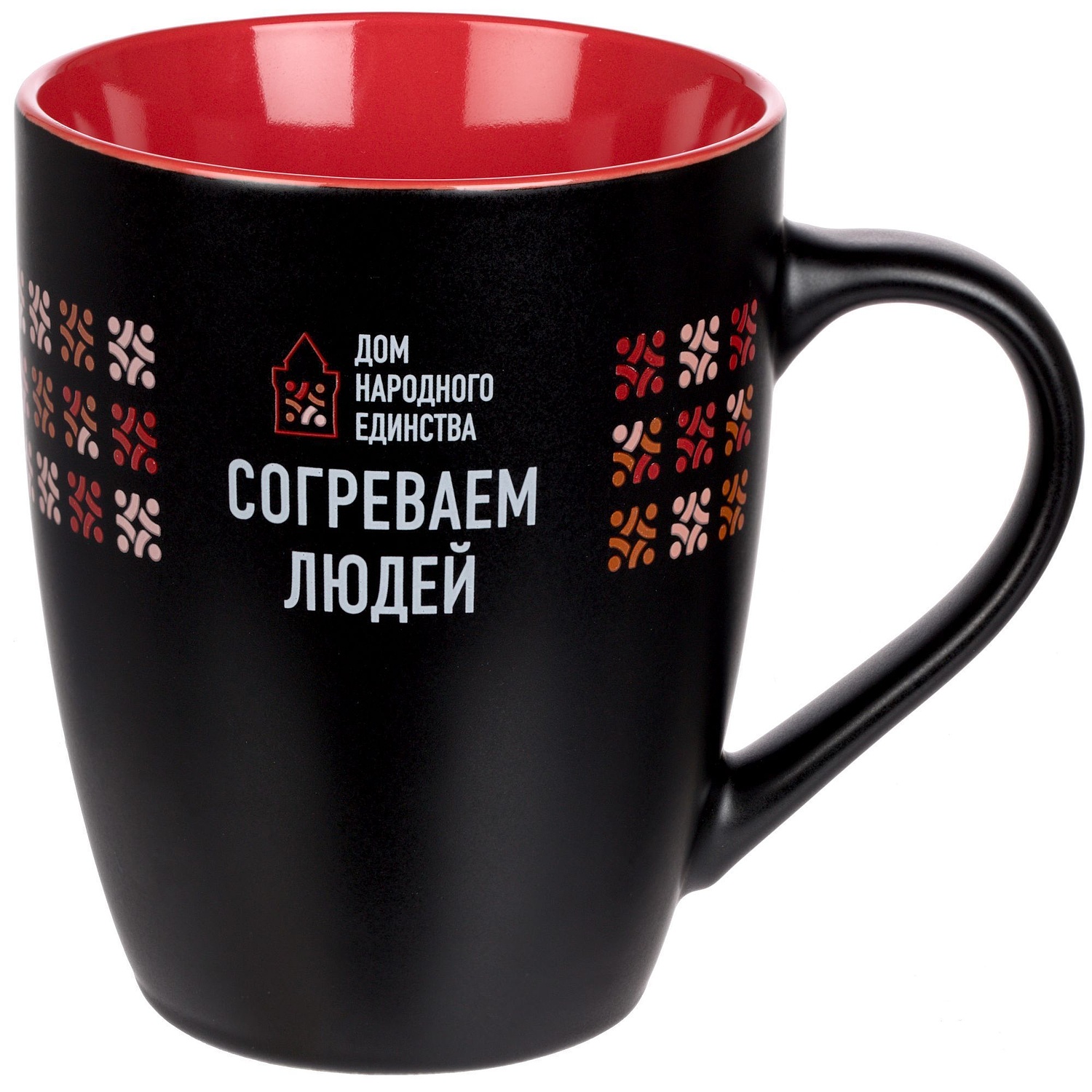 Кружка Bright Tulip, матовая, черная с зеленым с логотипом