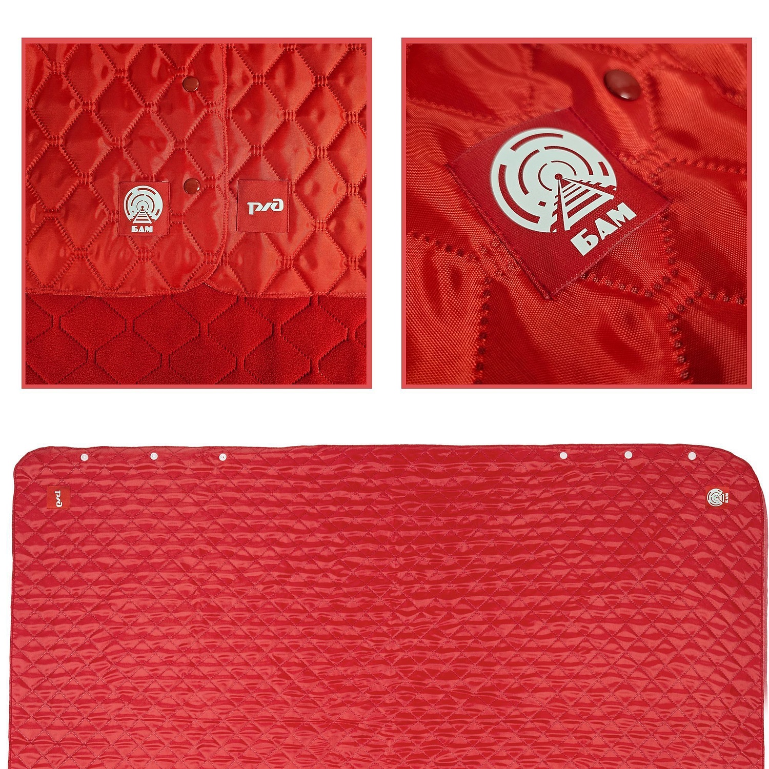 Лейбл тканевый Epsilon, L, красный с логотипом