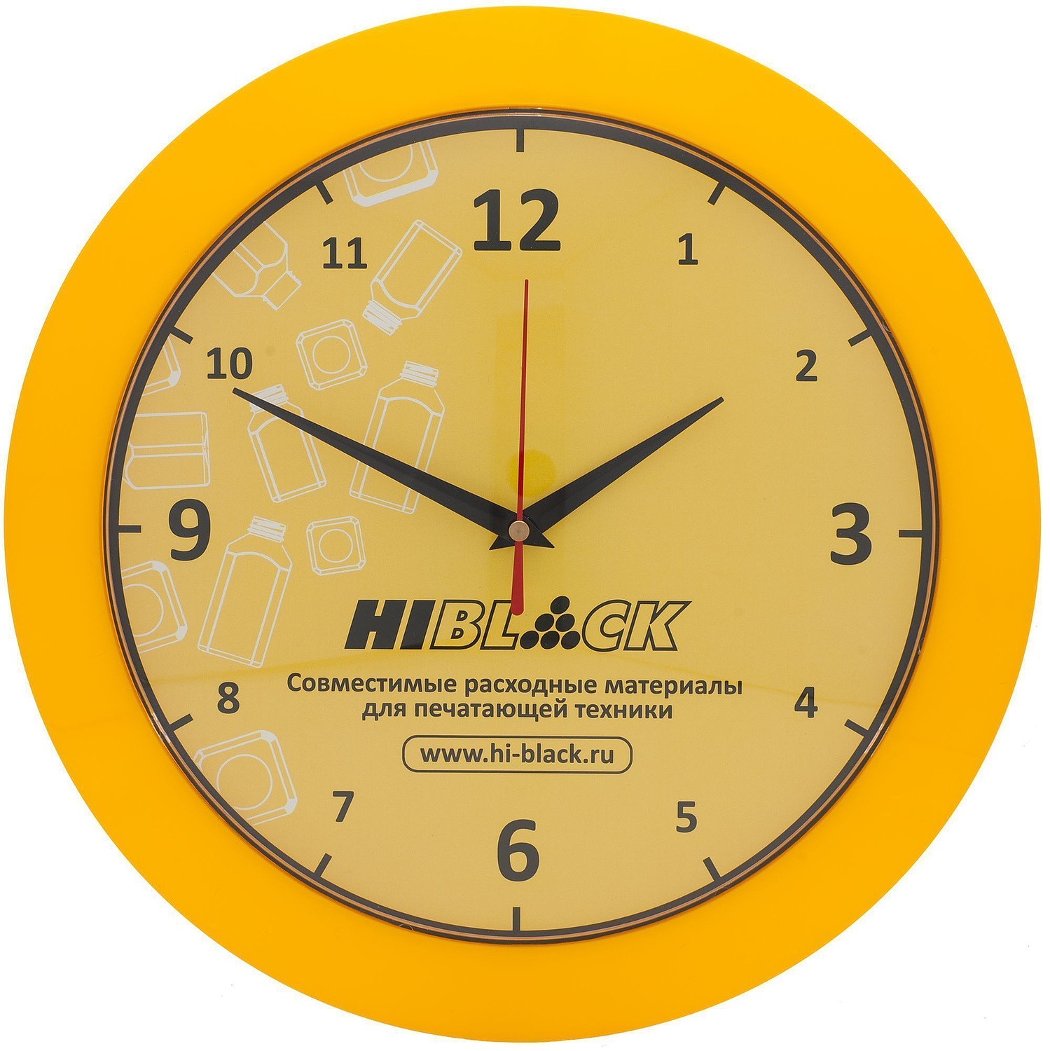 Часы настенные Vivid Large, желтые с логотипом