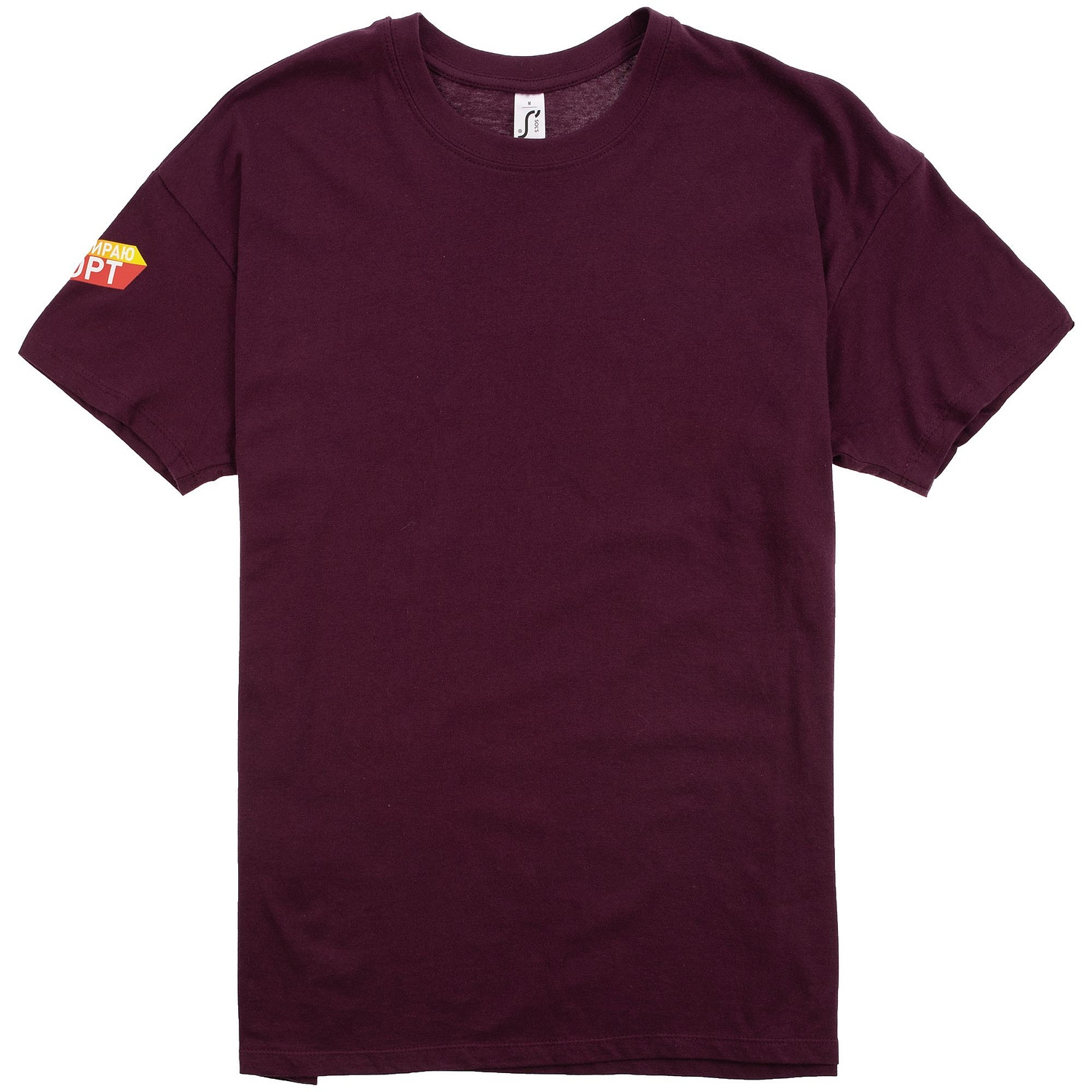 Футболка унисекс Regent 150, бордовая с логотипом