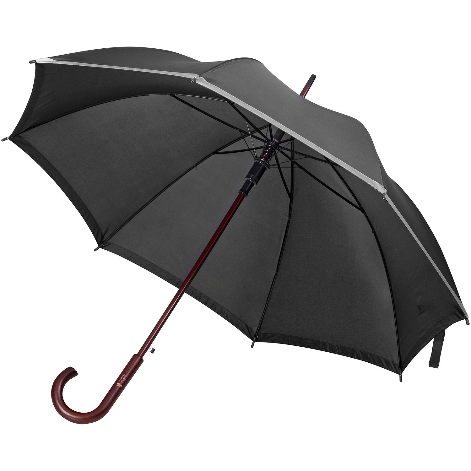 Зонт-трость светоотражающий Reflect, черный