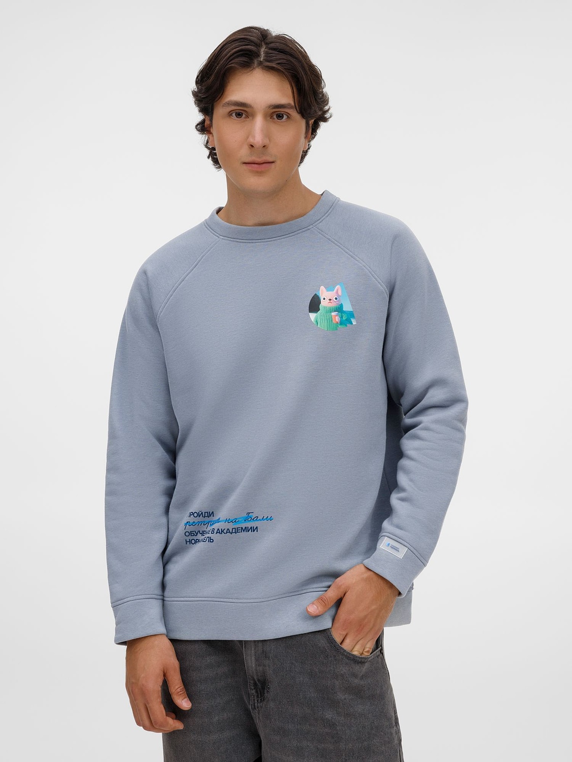 Свитшот унисекс S1, серый с логотипом