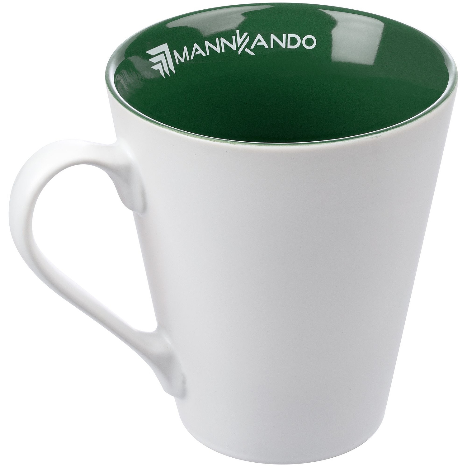 Кружка New Bell матовая, белая с зеленым с логотипом