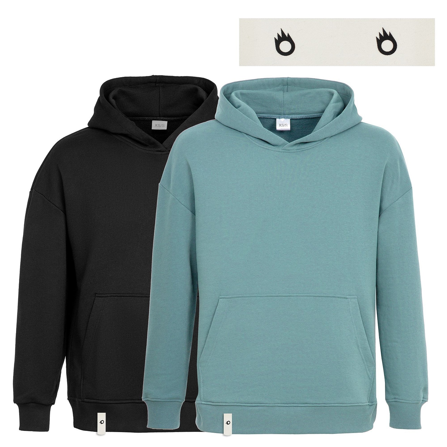 Худи оверсайз Kulonga Comfort, серо-зеленое с логотипом