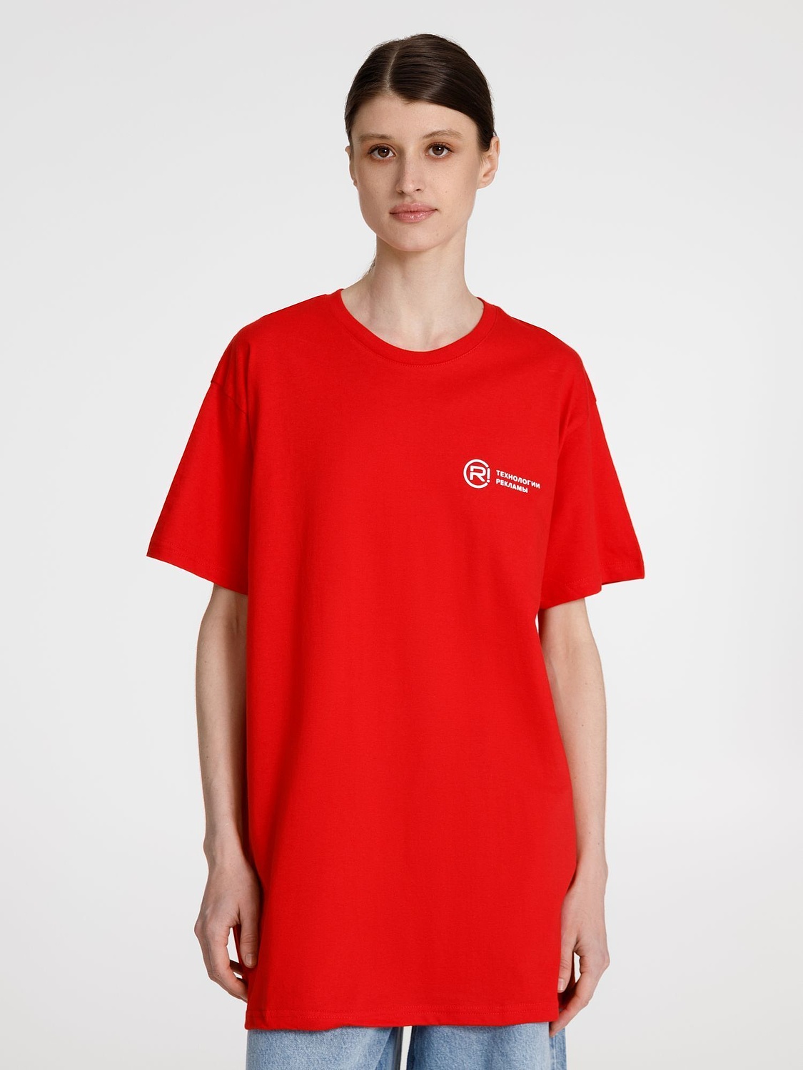 Футболка женская E190 красная с логотипом
