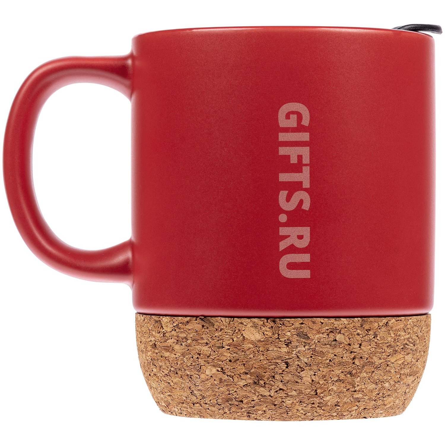 Кружка с пробковой подставкой Corky Walk, красная с логотипом