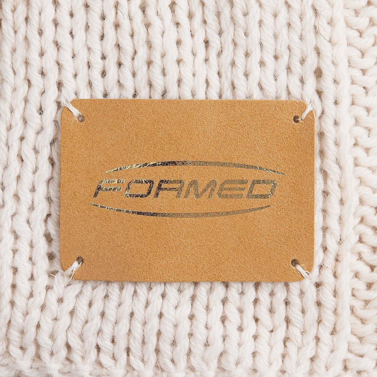 Лейбл кожаный Beta, XL, бежевый с логотипом