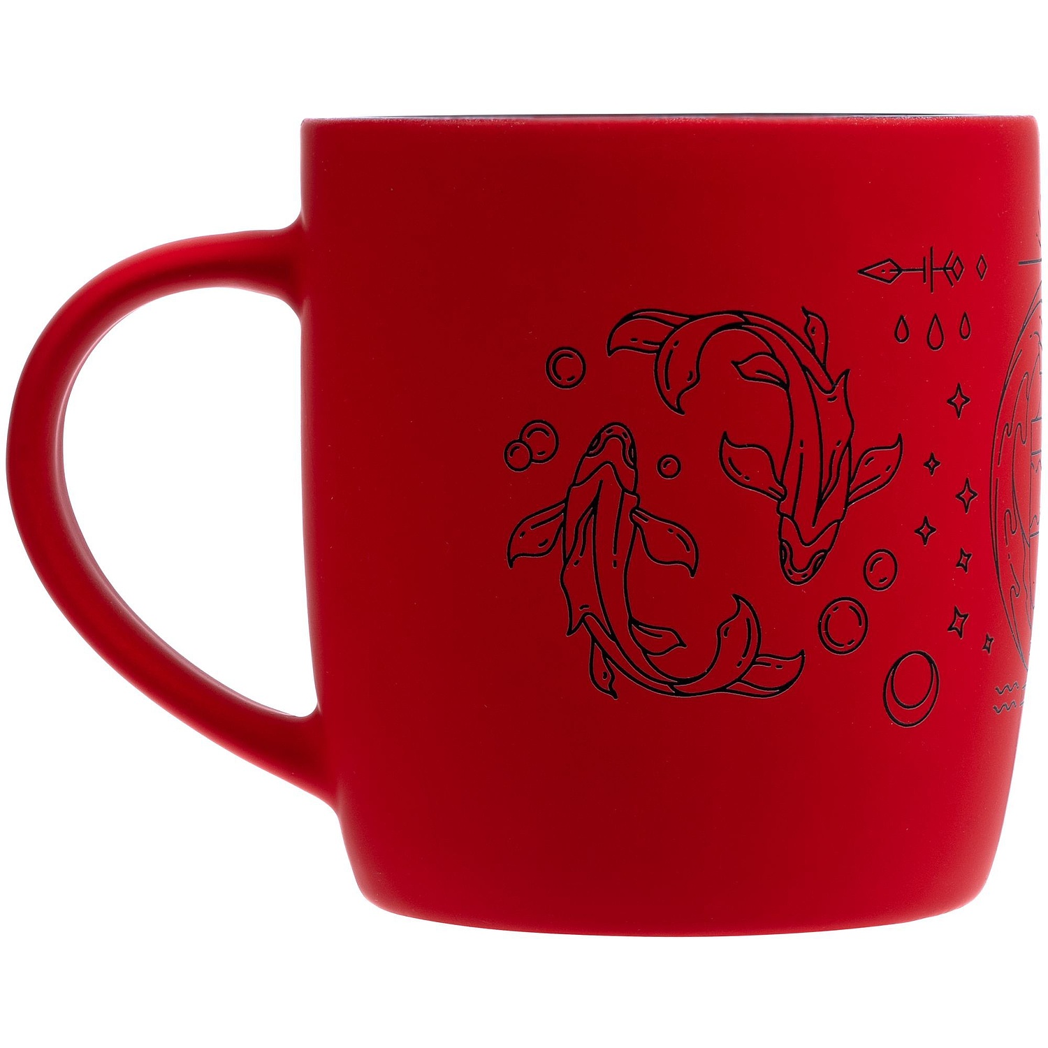 Кружка Surprise Touch Black с покрытием софт-тач, красная с логотипом