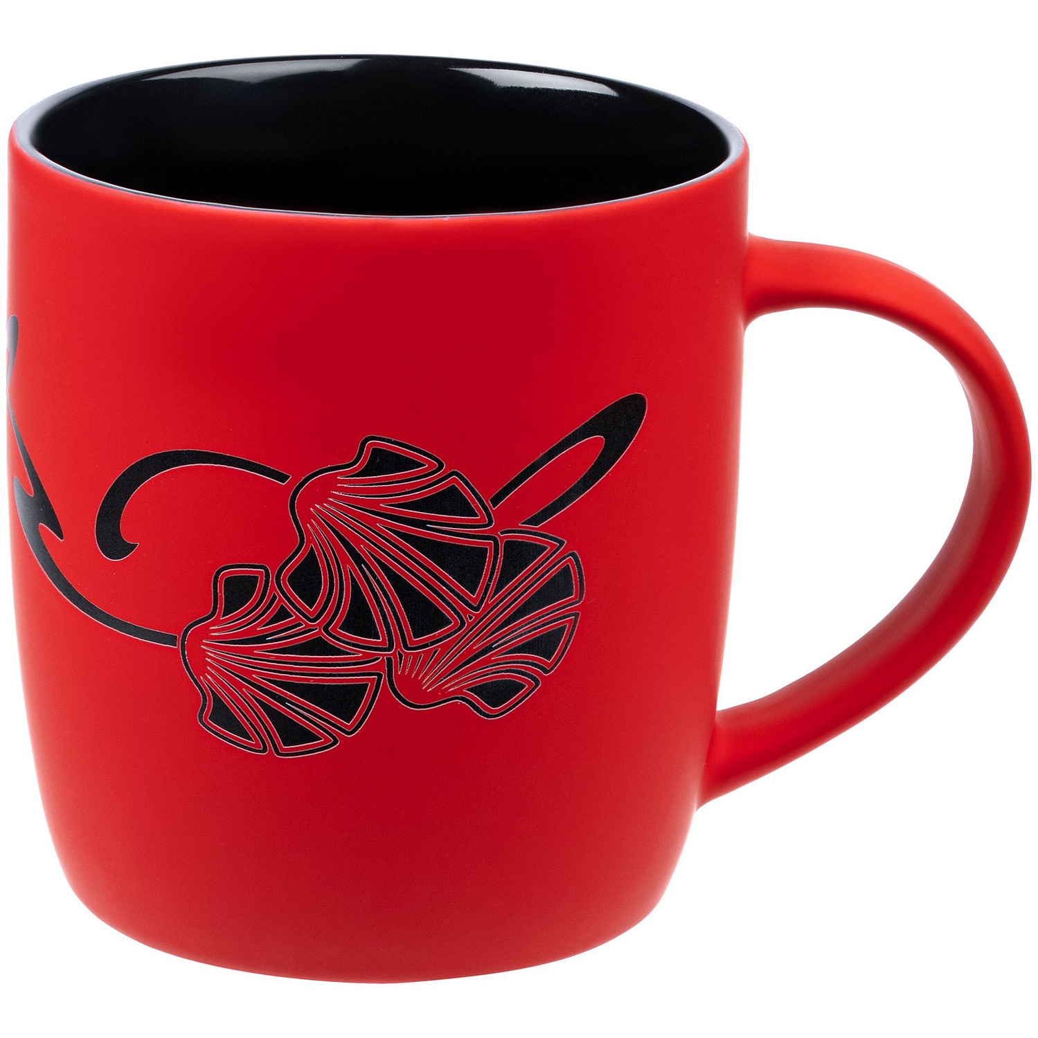 Кружка Surprise Touch Black с покрытием софт-тач, красная с логотипом