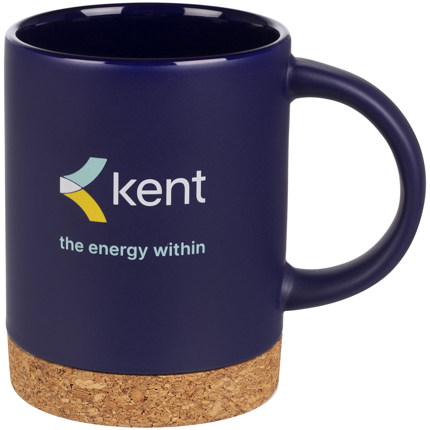 Кружка с пробковой подставкой Corky, синяя с логотипом