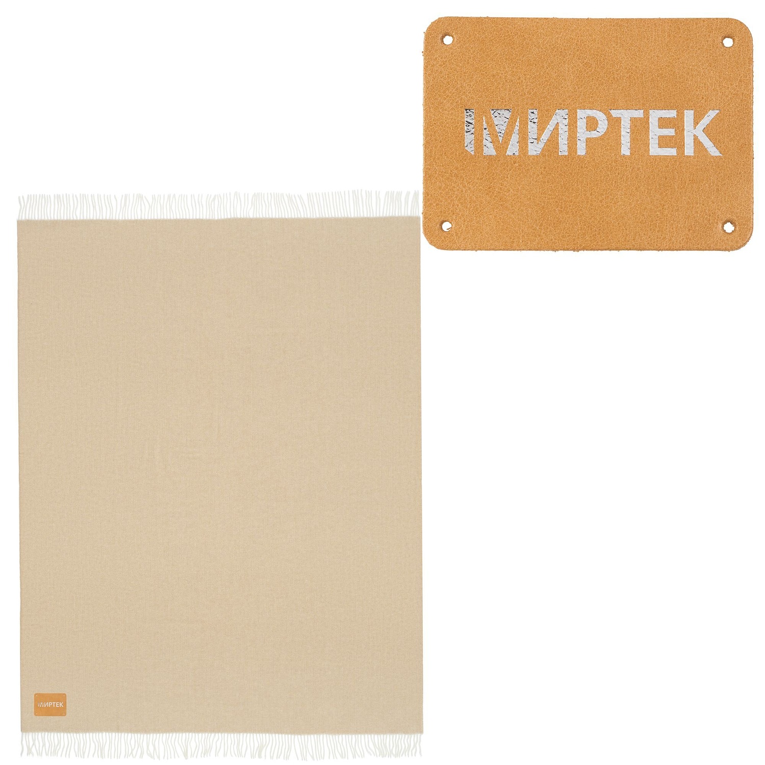 Лейбл кожаный Beta, XL, бежевый с логотипом