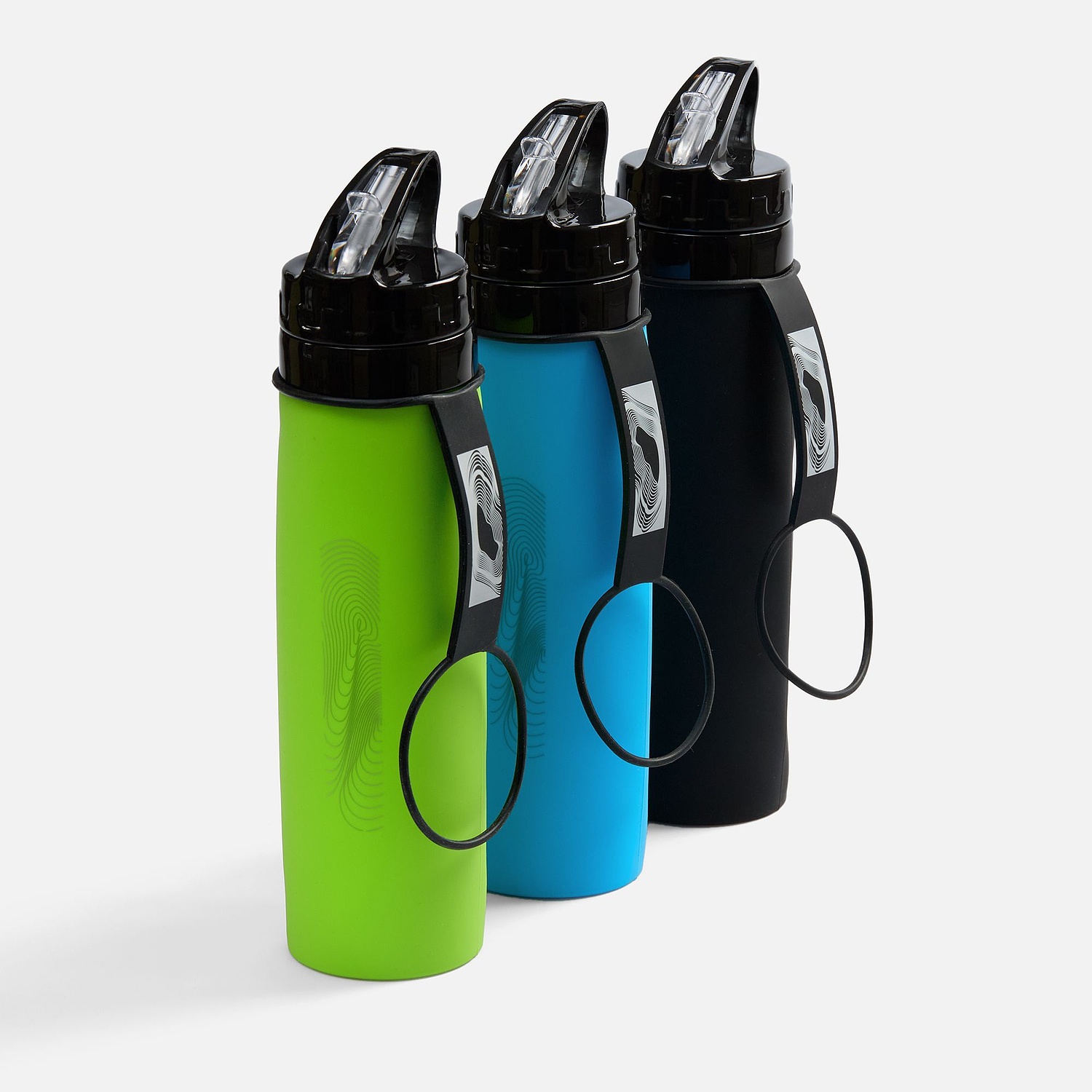 Складная бутылка для воды Langfossen, голубая с логотипом