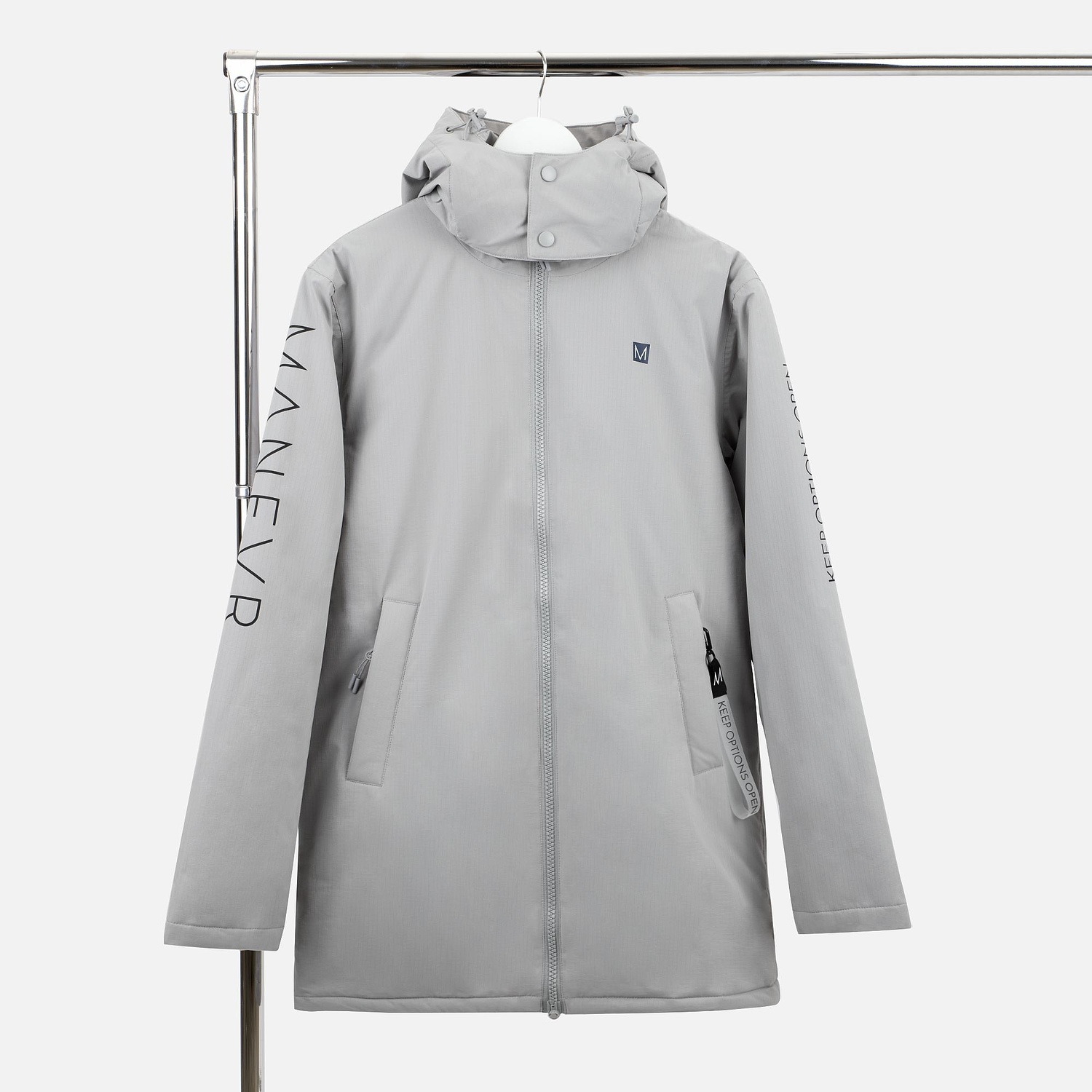 Куртка-парка унисекс Sfera, светло-серая с логотипом