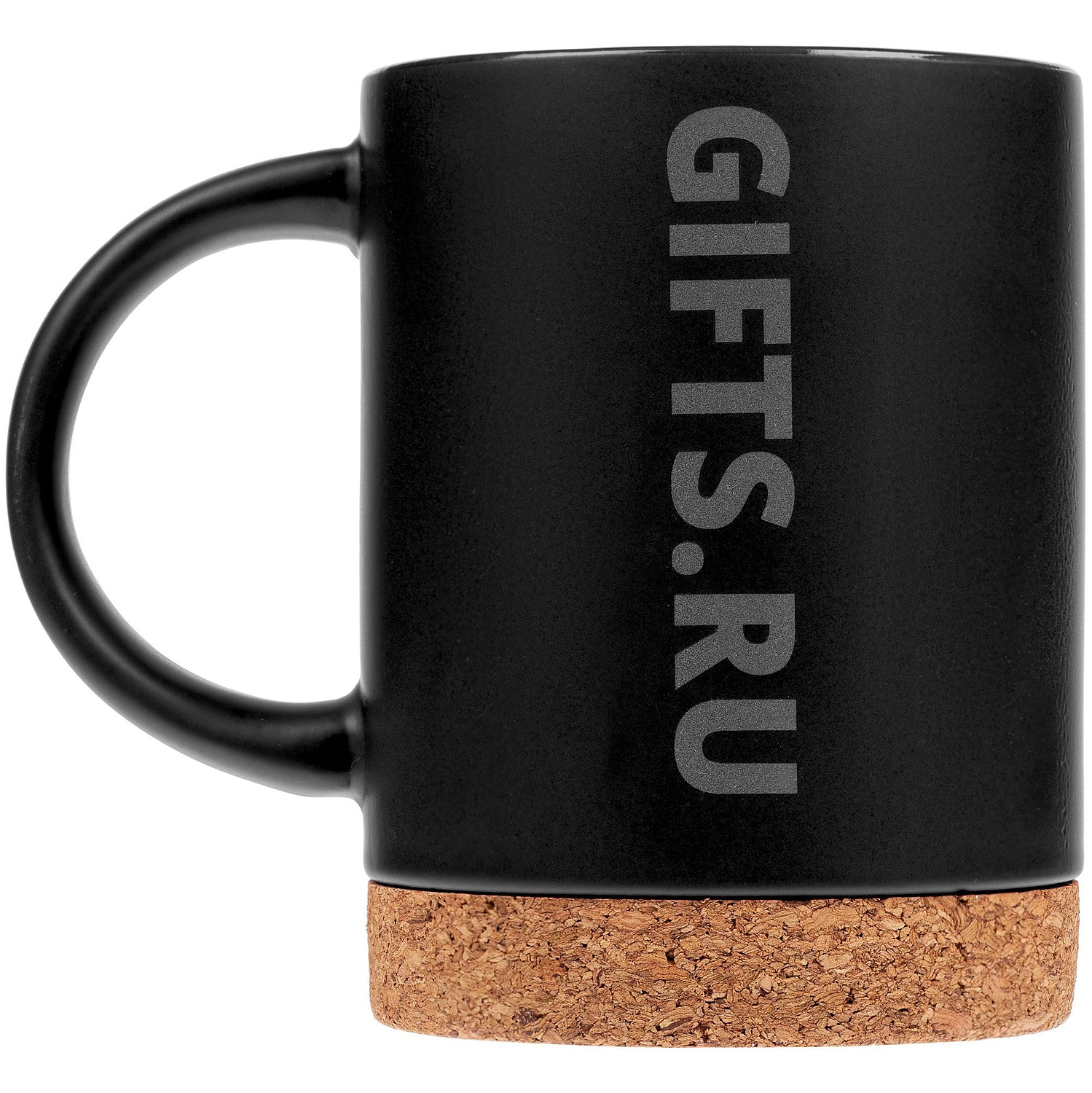 Кружка с пробковой подставкой Corky, черная с логотипом