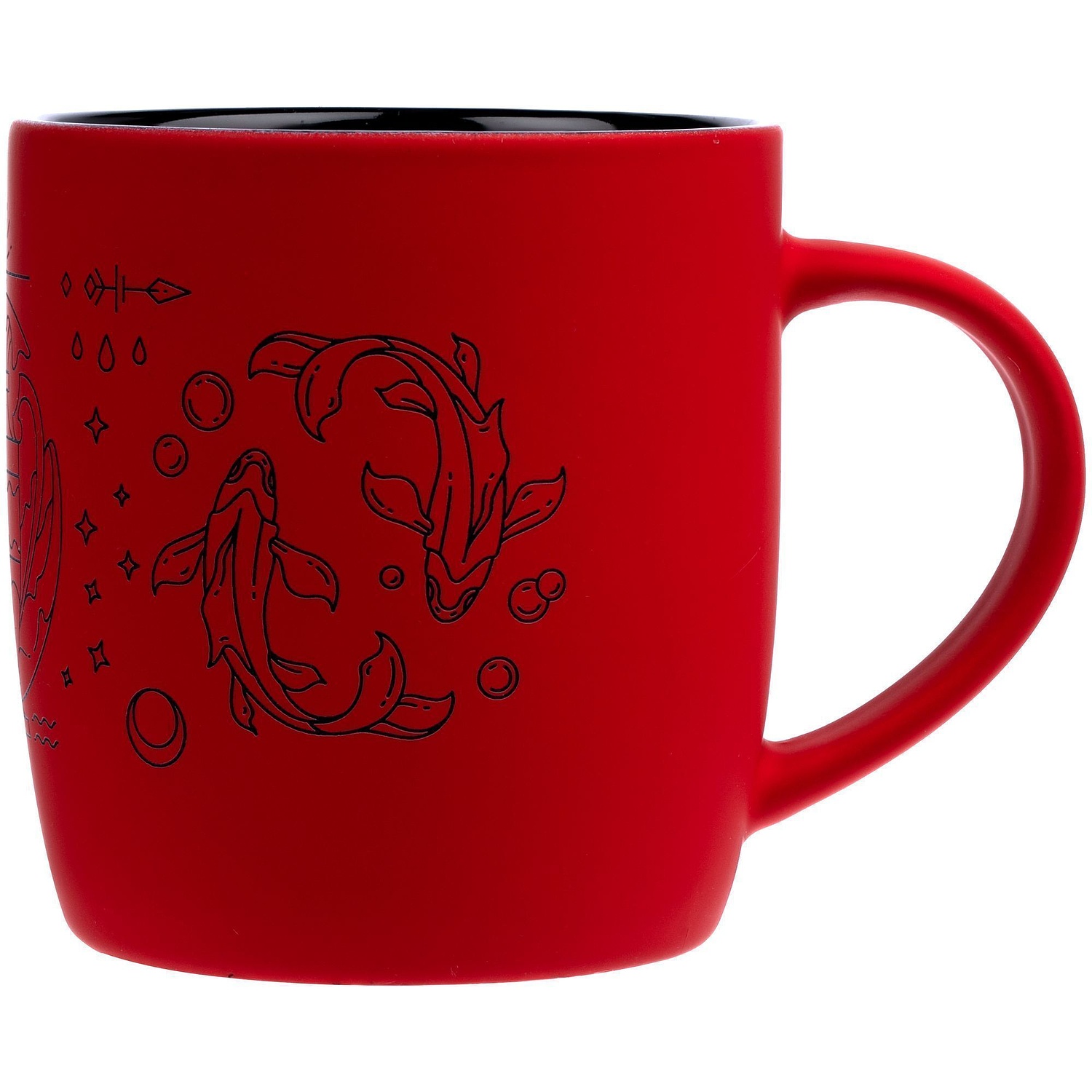 Кружка Surprise Touch Black с покрытием софт-тач, красная с логотипом