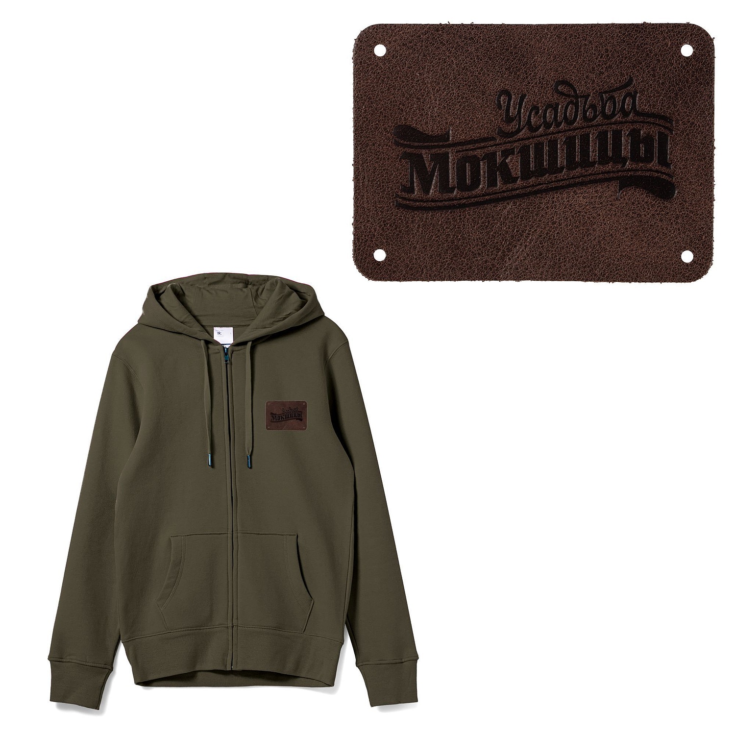 Лейбл кожаный Beta, XL, коричневый с логотипом