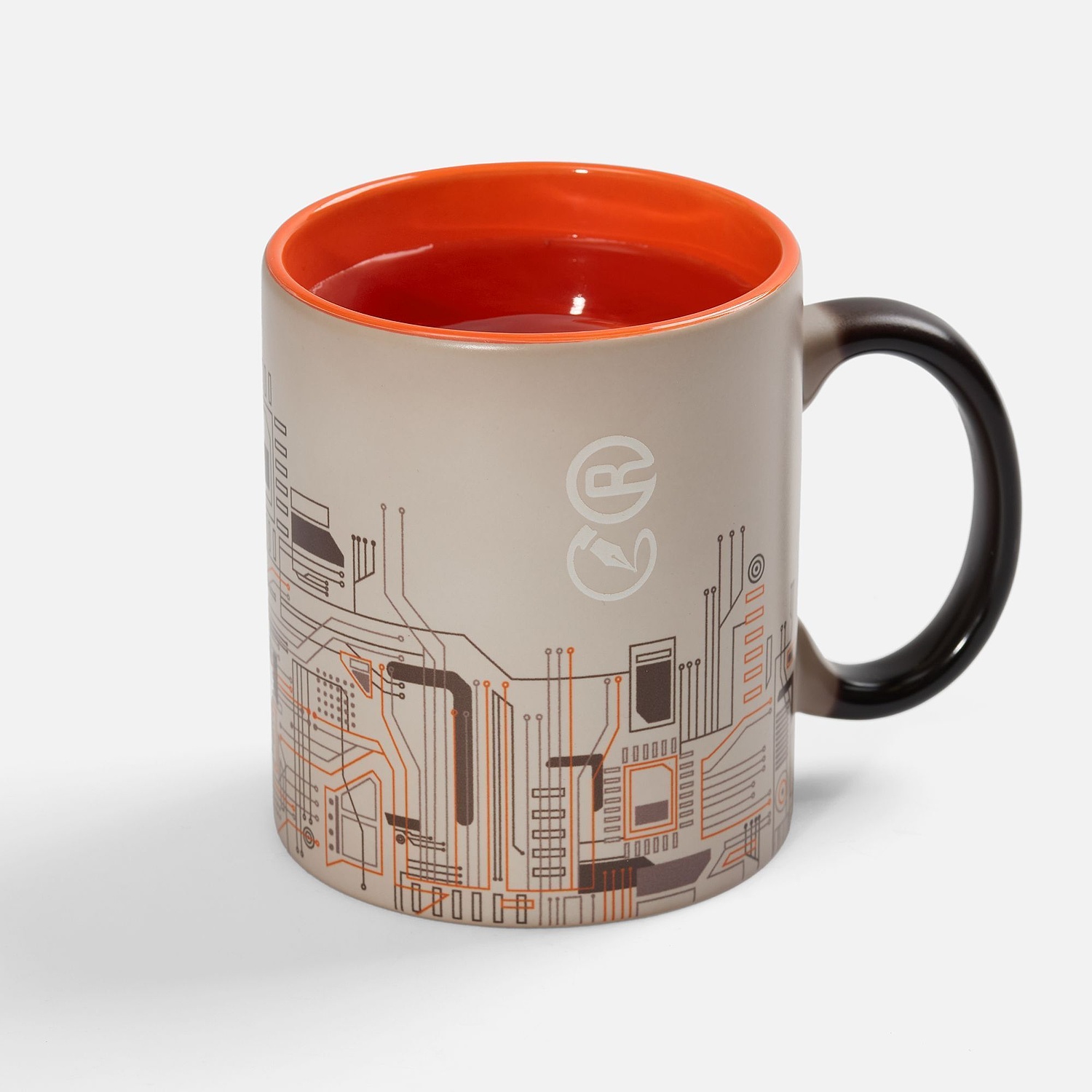 Кружка-хамелеон On Display, матовая, черная с оранжевым