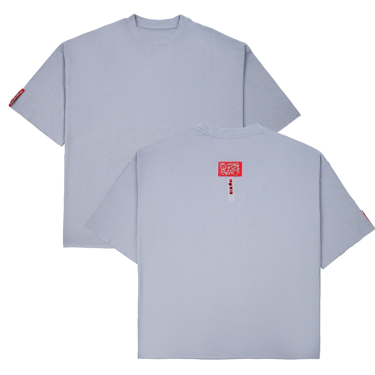 Лейбл тканевый Epsilon, S, красный с логотипом