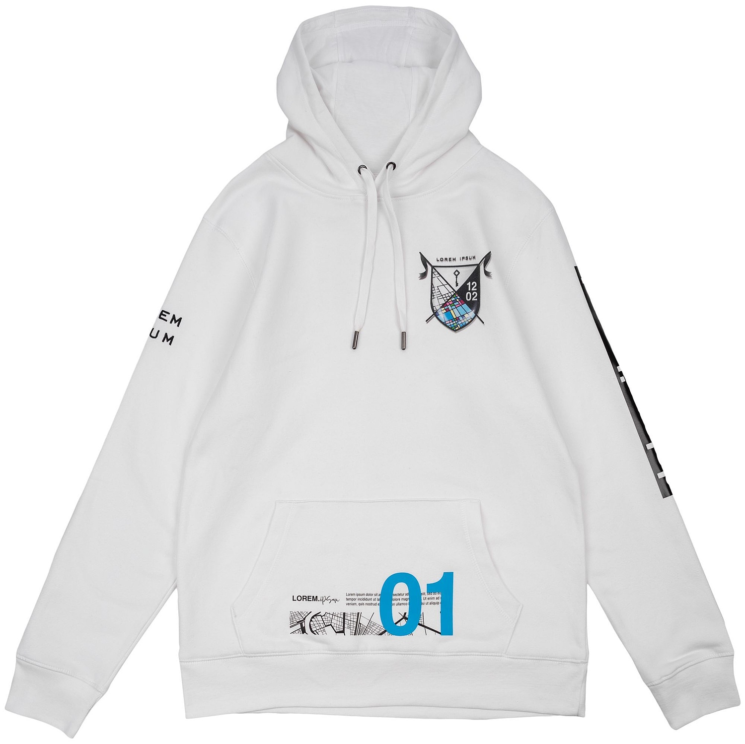 Толстовка с капюшоном унисекс King, белая с логотипом