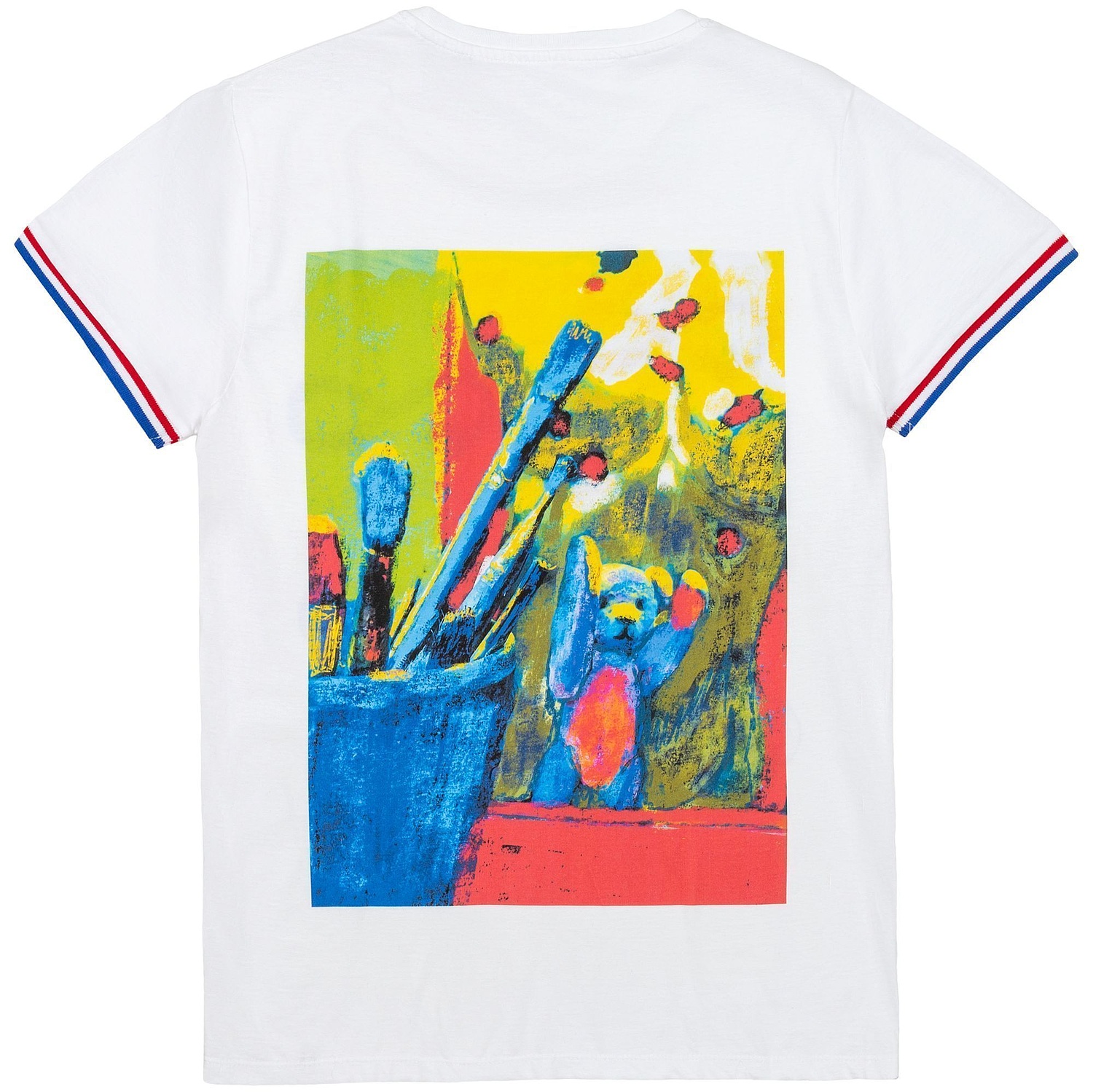 Футболка мужская Rainbow Men, белая с ярко-синим с логотипом