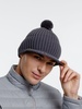 Вязаная шапка с козырьком Peaky, серая (антрацит) с логотипом